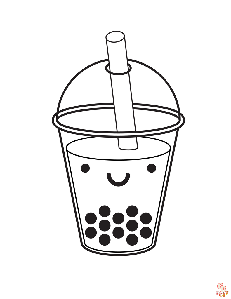 Discover adorable and free cute boba tea coloring pages