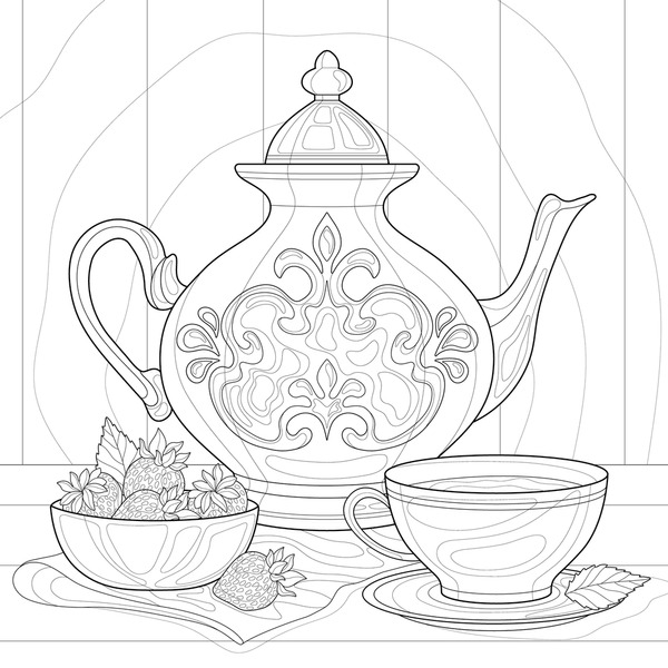 Thousand coffee cup coloring page royalty