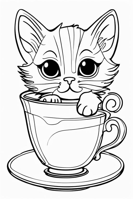 Coloring book a small squirrel inside a teacup vector