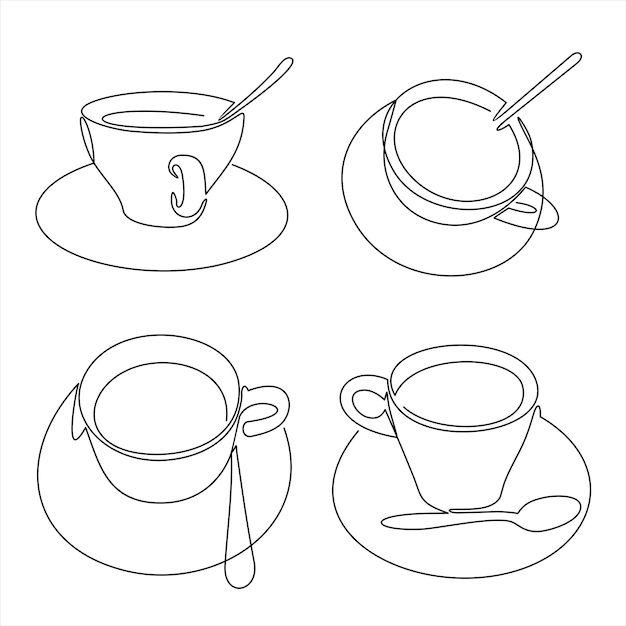 Premium vector coffee or tea cup continuous line drawing