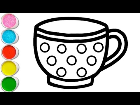 How to draw cup drawing painting and coloring for kids toddlers