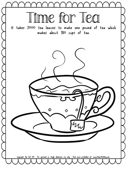 Tea time coloring page free homeschool deals