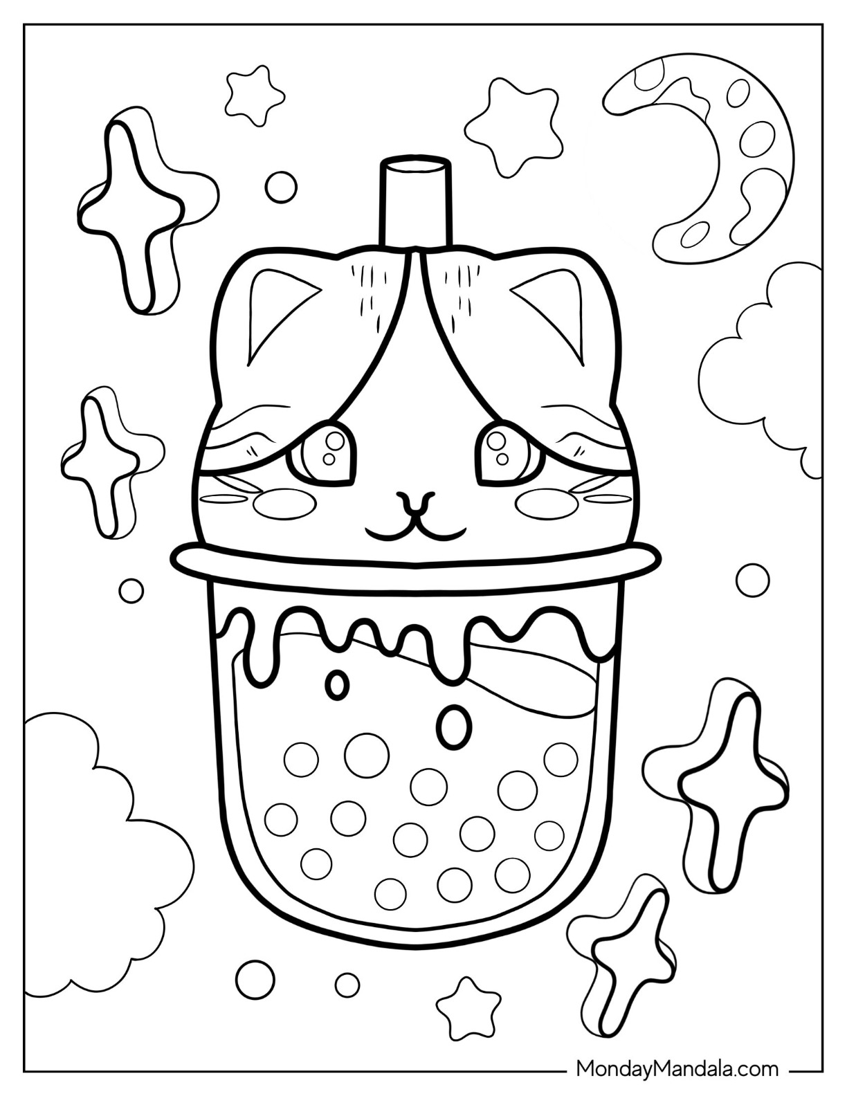 Boba tea coloring pages free pdf printables