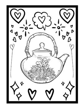 Tea time coloring pages traditional mug teapot coloring printable pages pdf