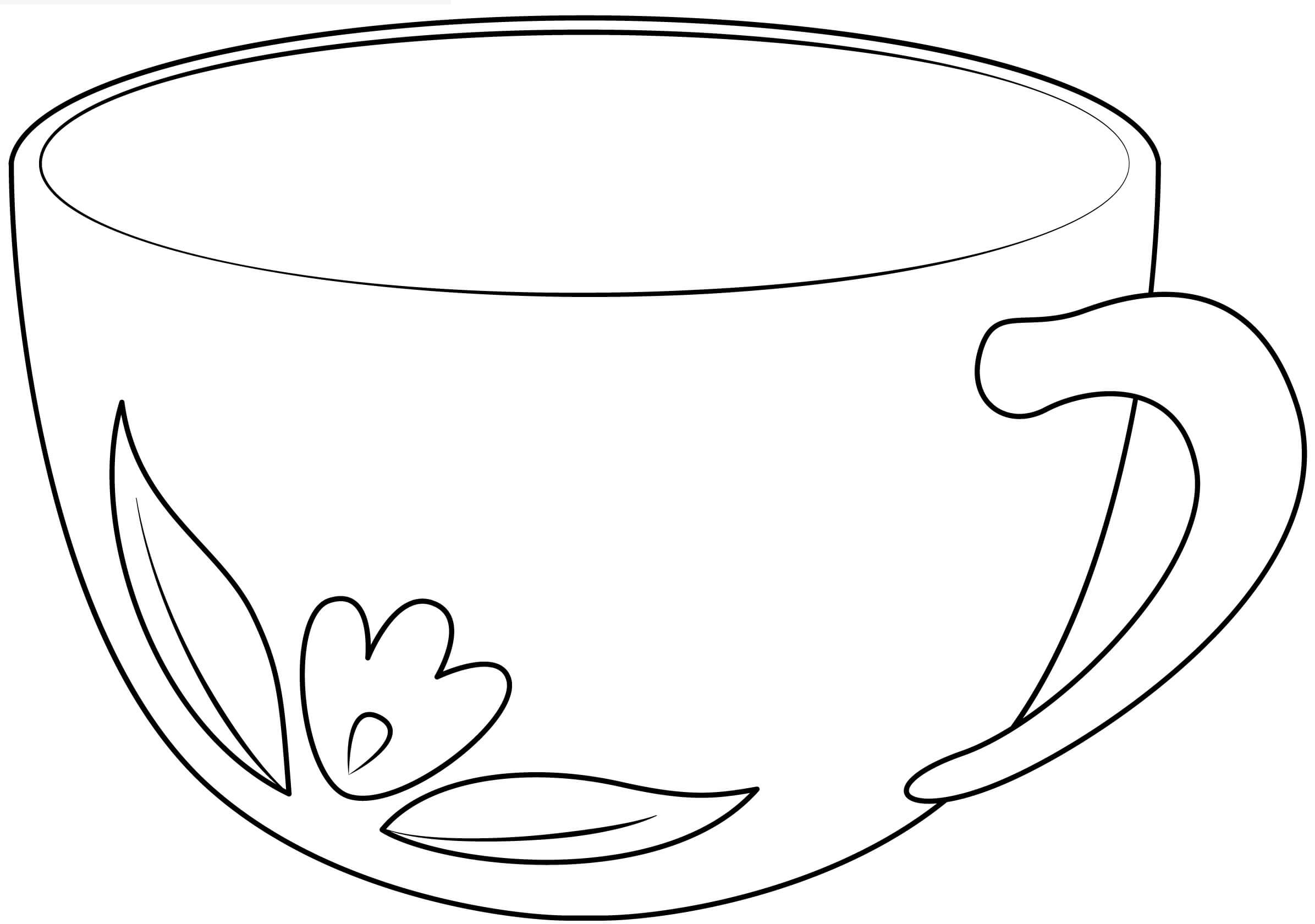 Beautiful tea cup coloring page