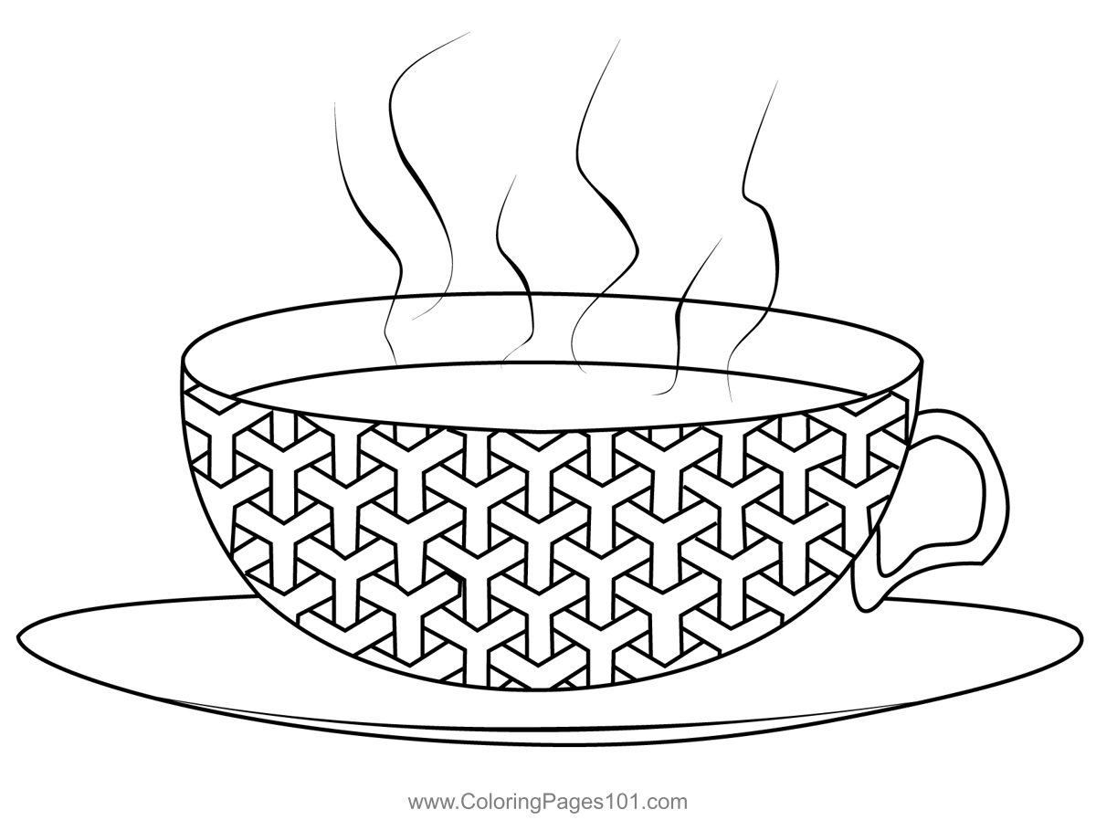 Tea cup coloring page for kids