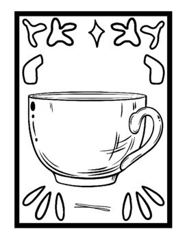 Tea time coloring pages traditional mug teapot coloring printable pages pdf