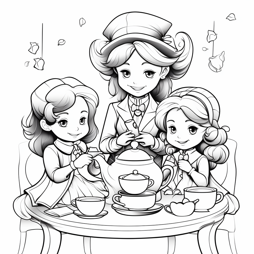 Tea coloring pages