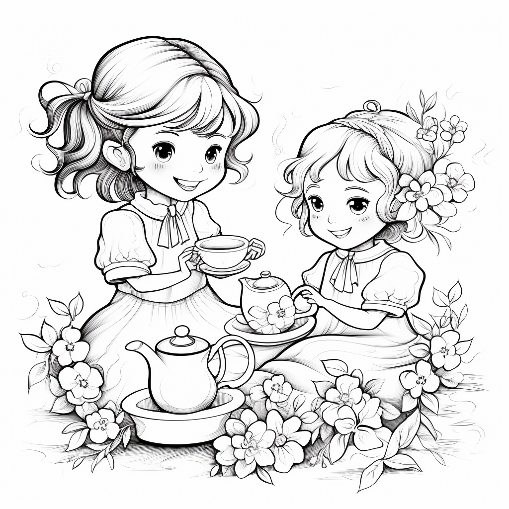 Tea coloring pages