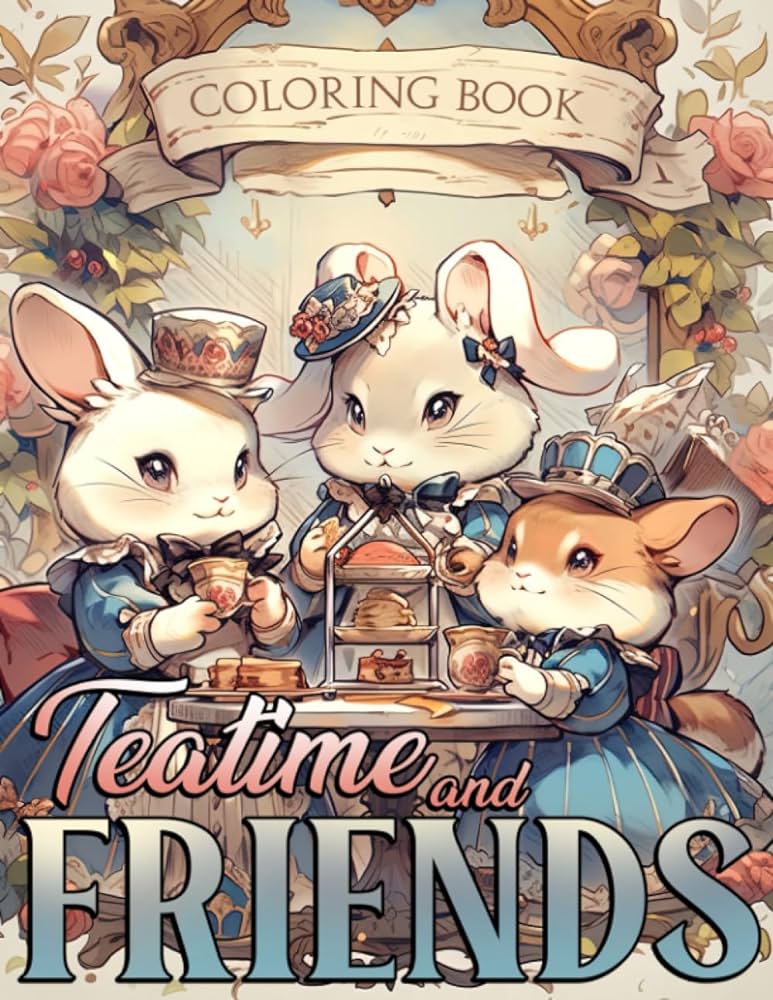 Teatime and friends coloring book adorable critters coloring pag with enchanting fairy tea party illustrations for girls and boys strs relief mindfulns abdullahi becker libros