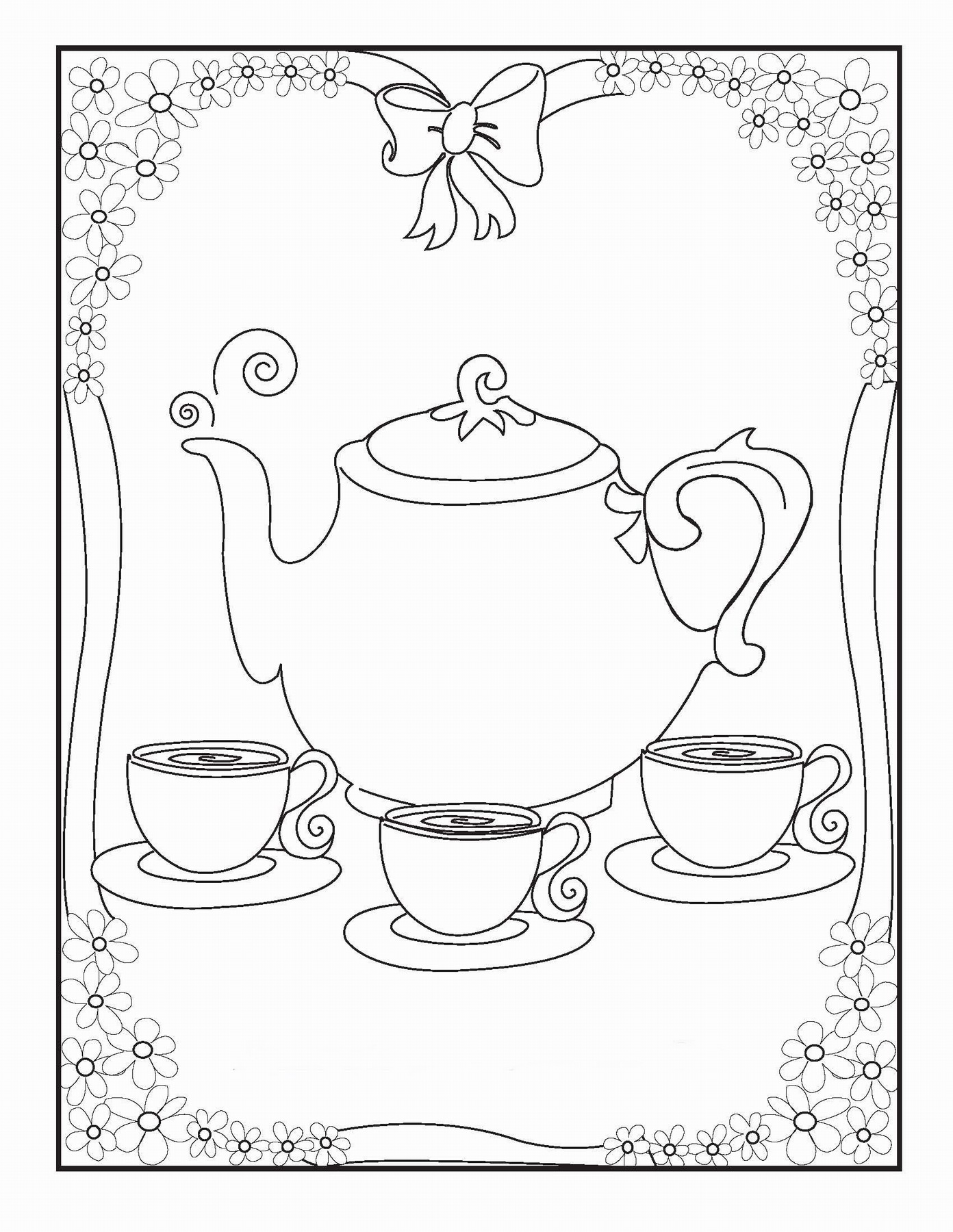 Tea party coloring pages