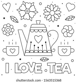 Love tea coloring page vector illustration stock vector royalty free