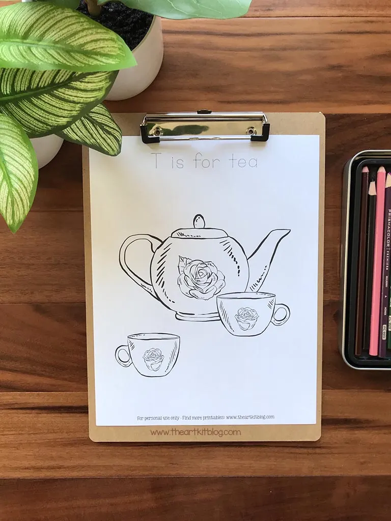 Tea party coloring pages â free printables â the art kit