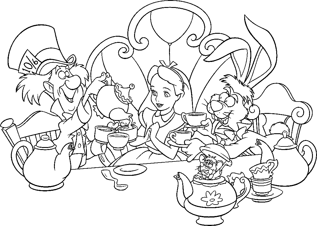 Free printable alice in wonderland coloring pages for kids