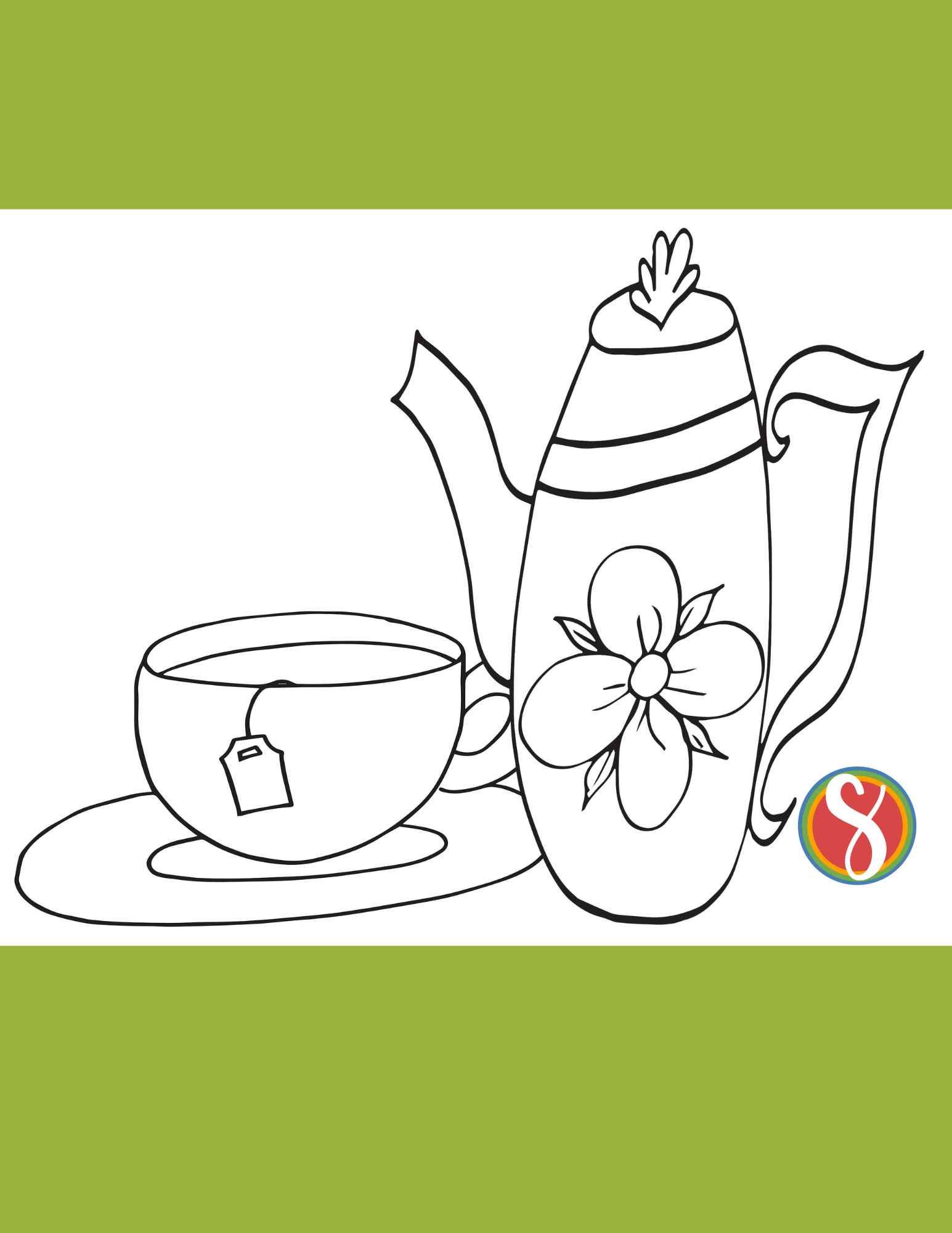 Free teapot coloring pages â stevie doodles