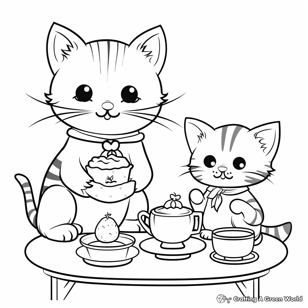 Cat and bunny coloring pages