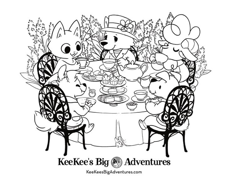 Keekee proper tea coloring page english tea party tea party coloring pages