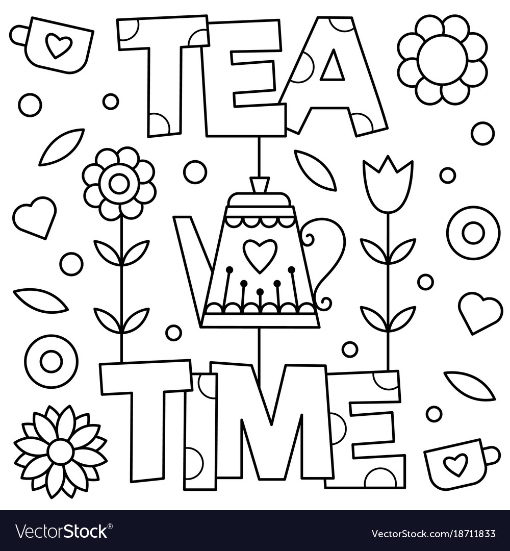 Tea time coloring page royalty free vector image