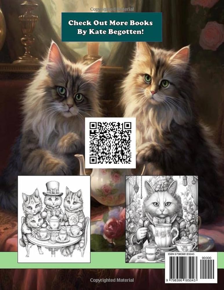 Cats at a tea party coloring book featuring over pages of exotic and aristocratic cats to color begotten kate books