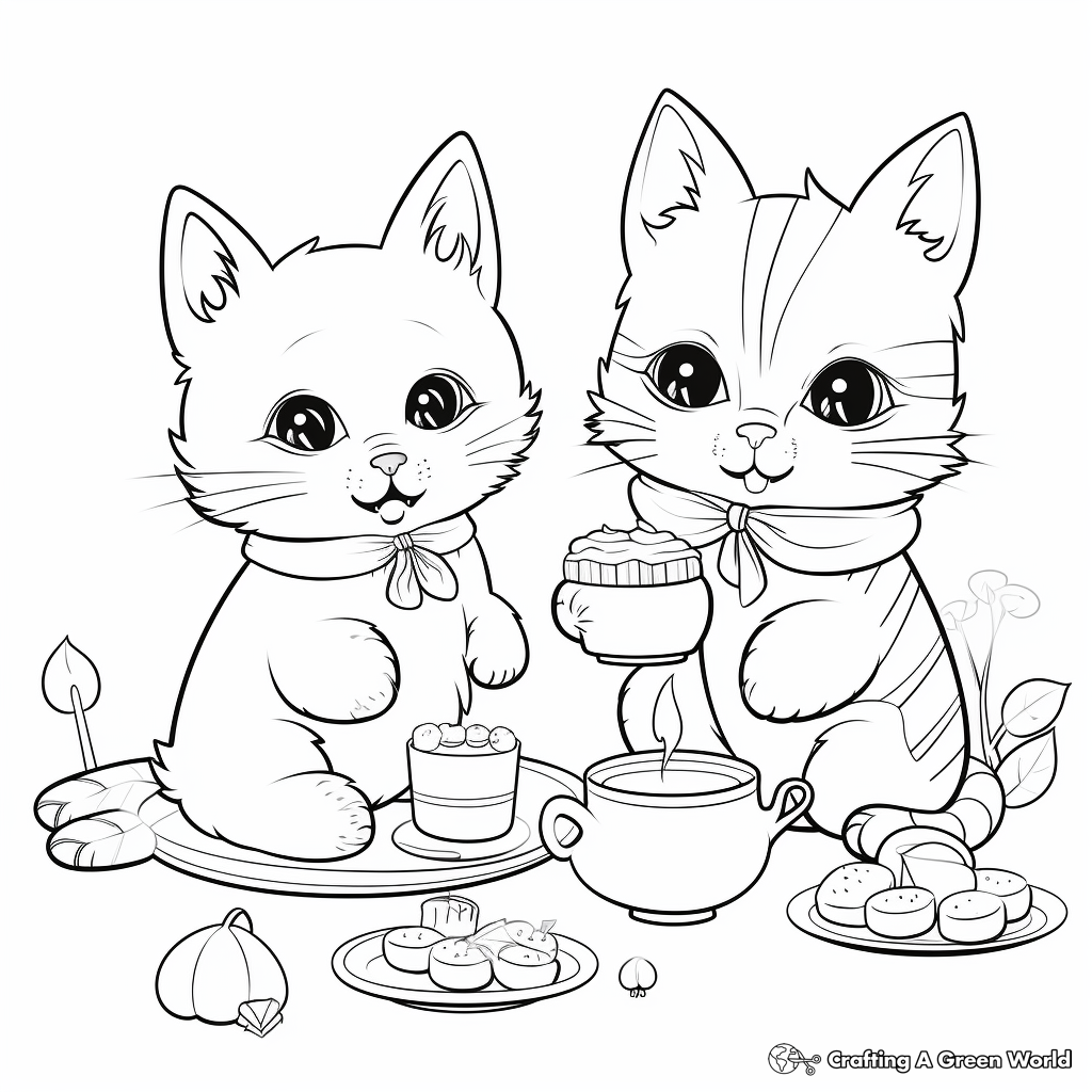 Cat and bunny coloring pages