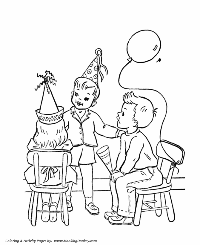 Birthday coloring pages free printable kids party games at the party coloring