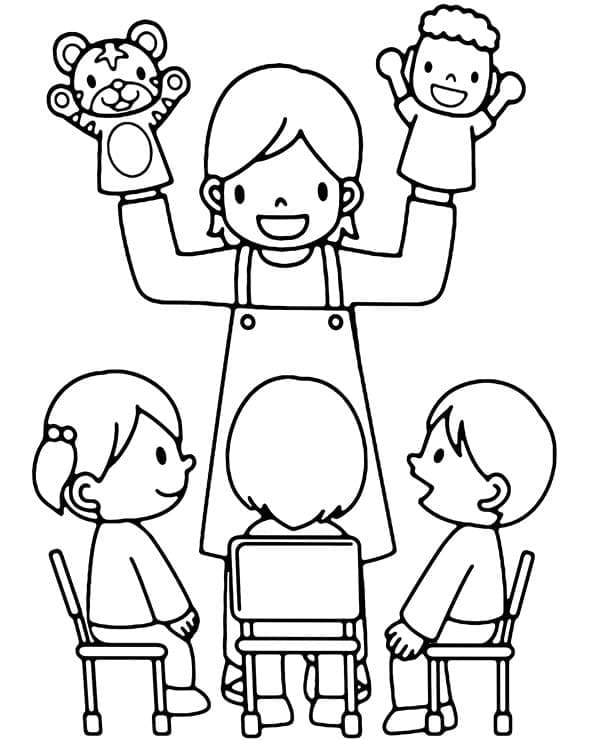 Kindergarten teacher coloring page