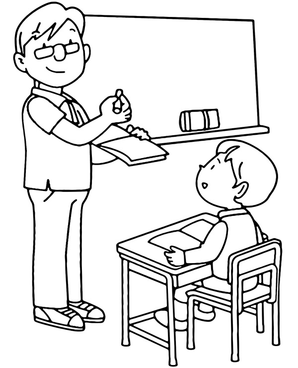 Teacher coloring page school lesson