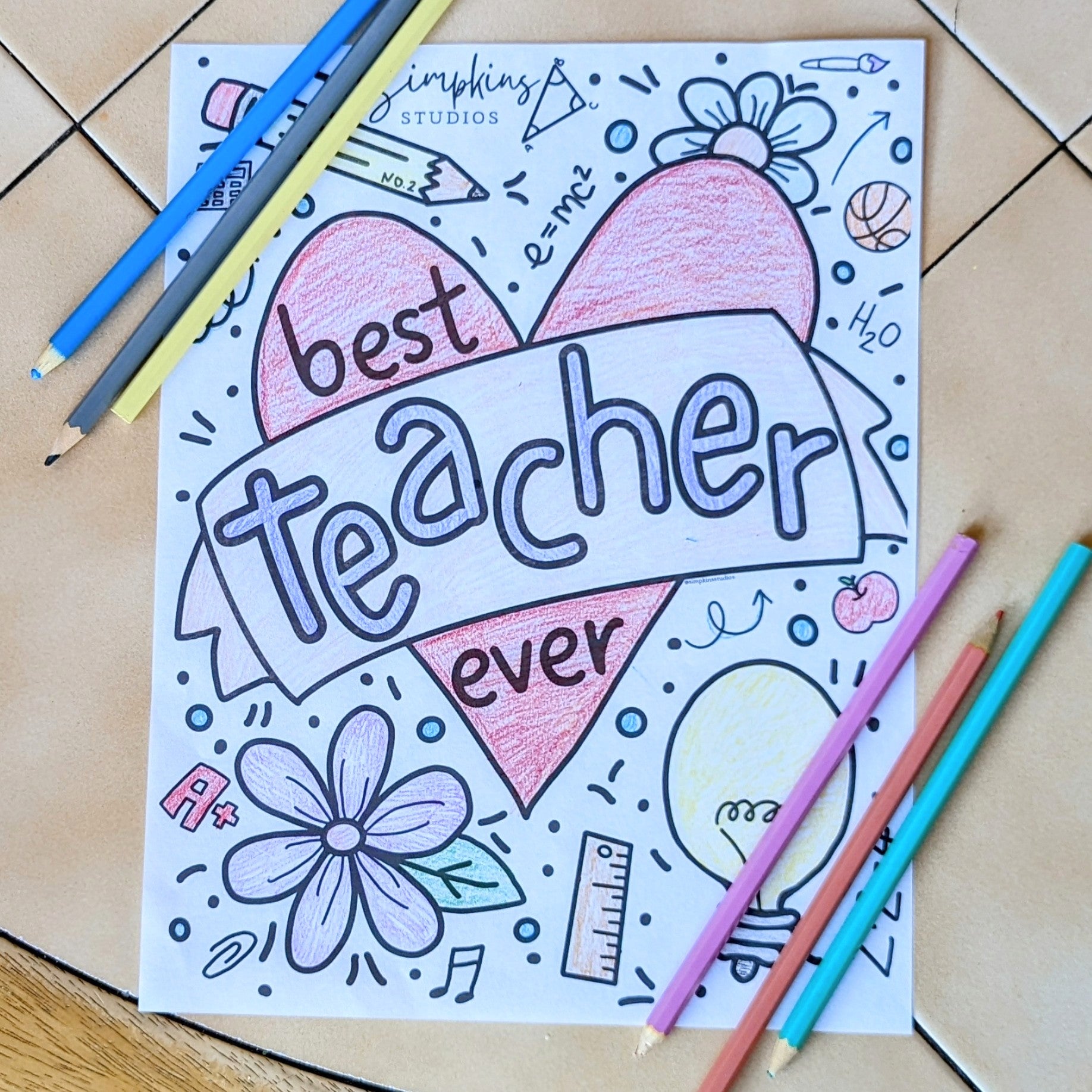 Teacher appreciation coloring page â simpkins studios