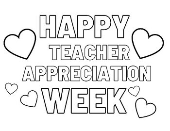Happy teacher appreciation week coloring pages and thank you card