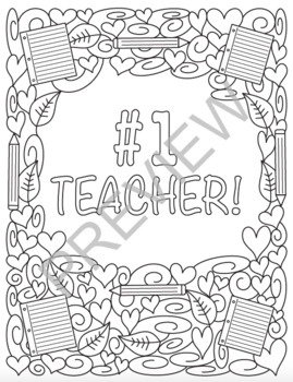 Teacher appreciation coloring pages by color with kona tpt