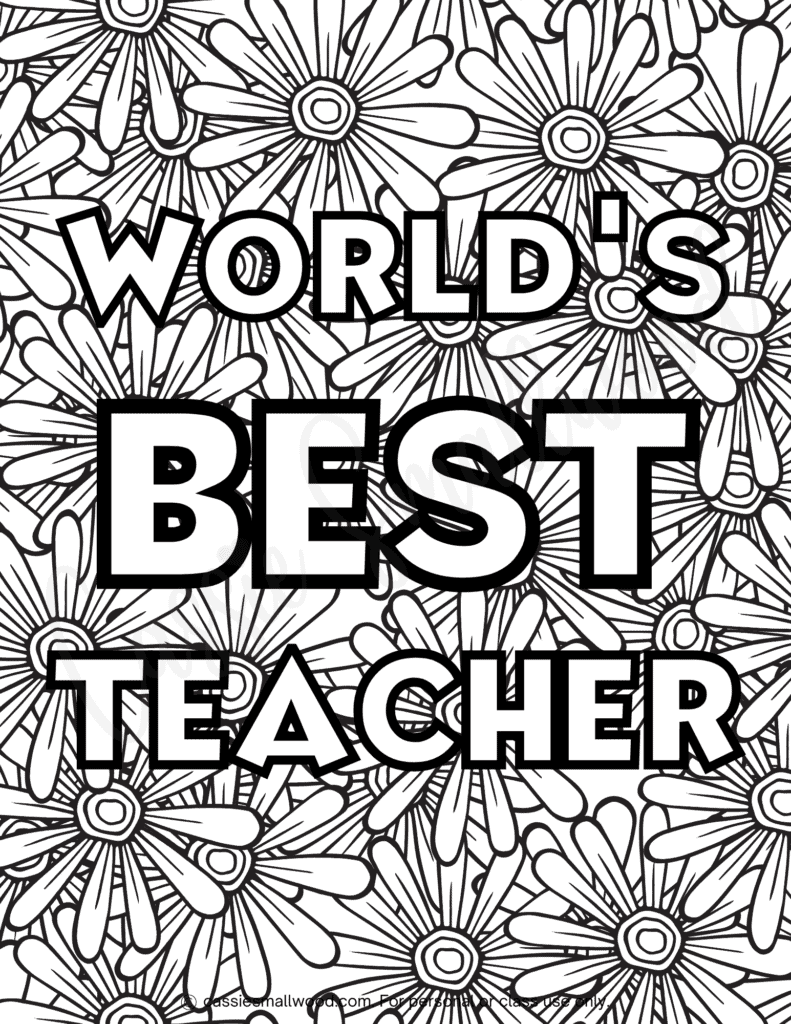 Cute teacher appreciation coloring pages and cards