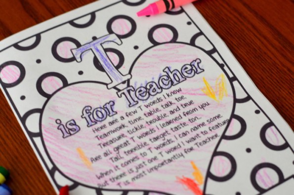 T is for teacher coloring page valentine or teachers appreciation card for teachers â miniature masterminds