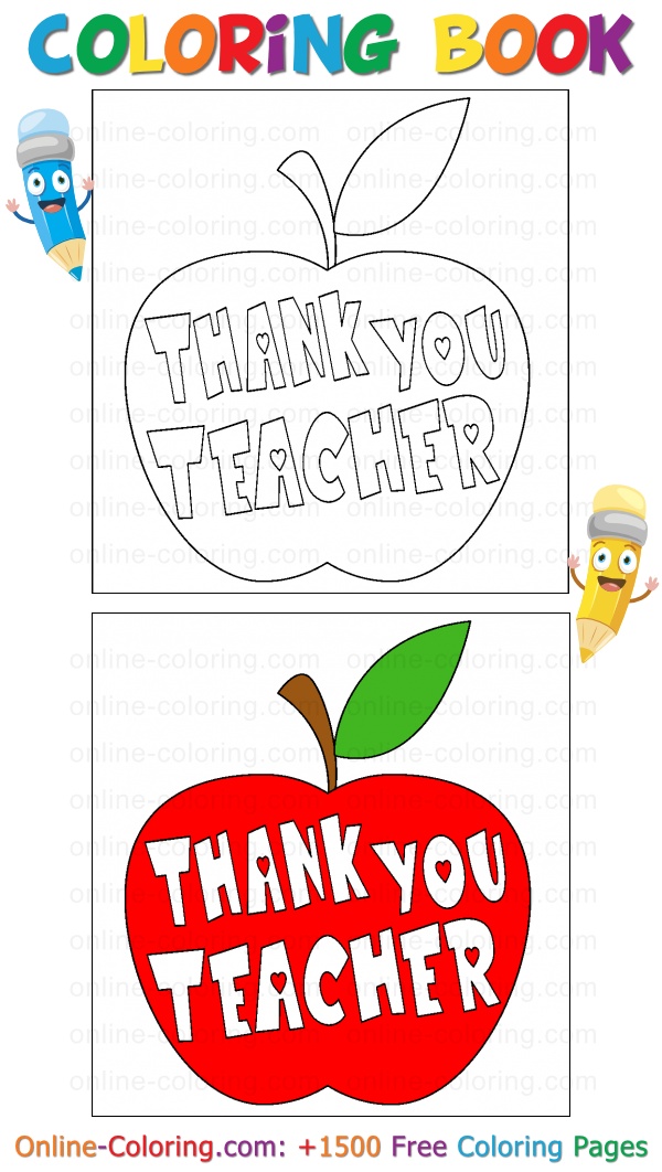 Thank you teacher free online coloring page