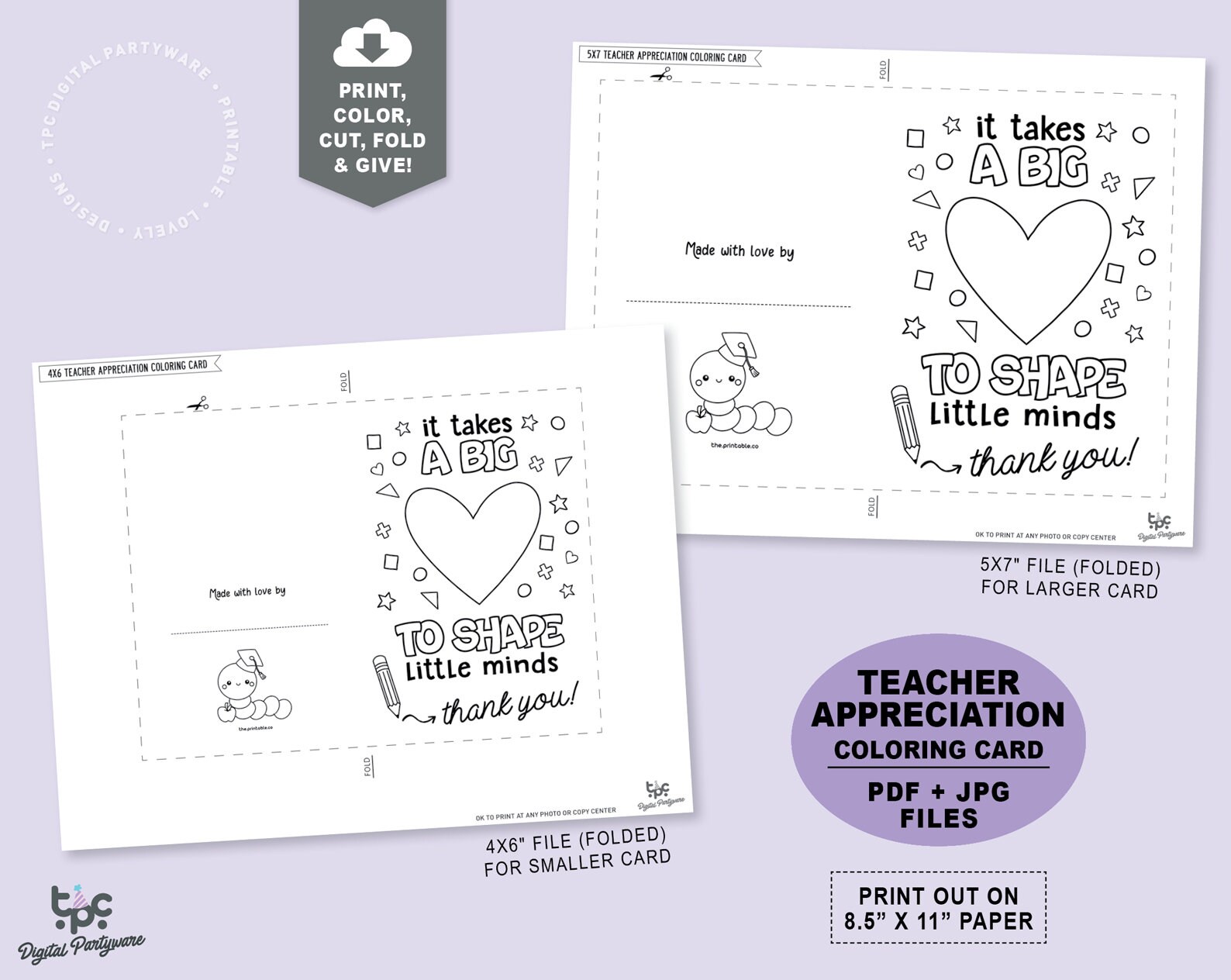 Teacher appreciation card printable coloring card teacher printable card thank you teacher big heart teacher appreciation week card