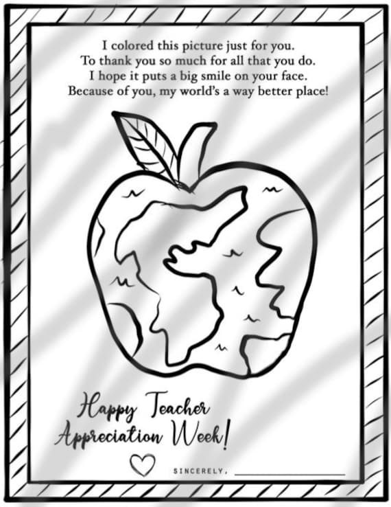 Teacher appreciation gift poem coloring page printable pdf instant download gift for teacher teacher appreciation card