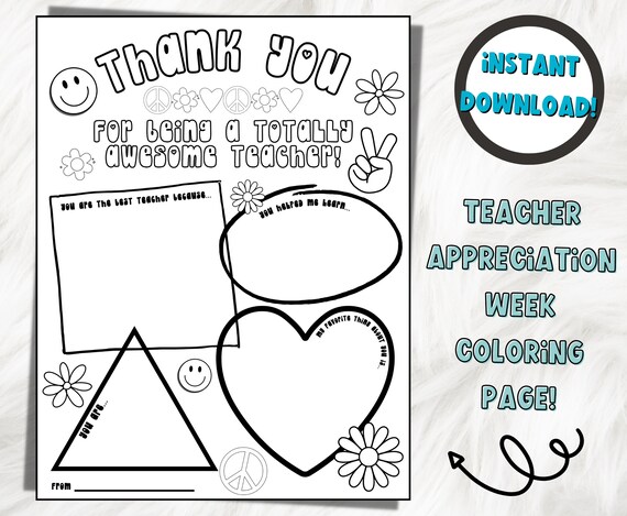 Teacher appreciation week printable coloring page teacher worksheet teacher appreciation bulk gift idea all about my teacher printable