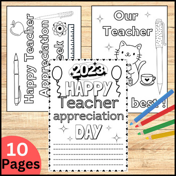 Teacher appreciation day cards coloring pages and writing