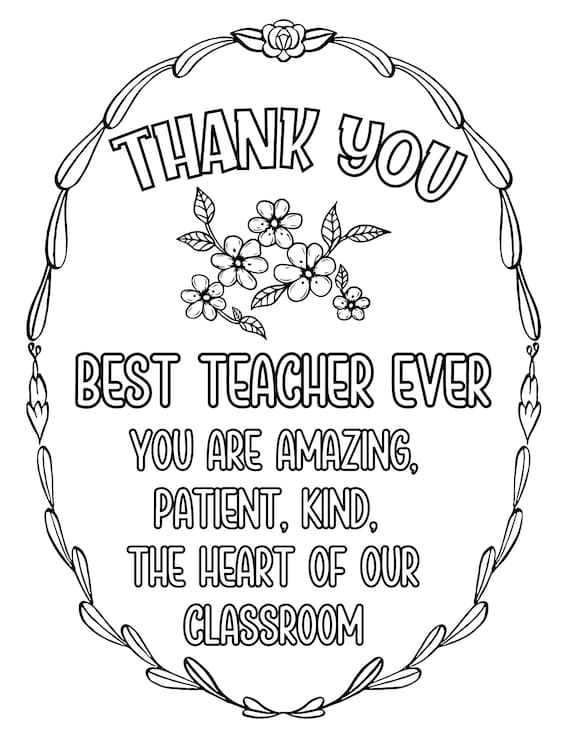 Teacher card printable teacher appreciation gift teacher appreciation week printable thank you card teacher thank you coloring page