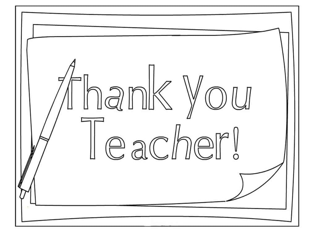 Thank you teacher coloring page