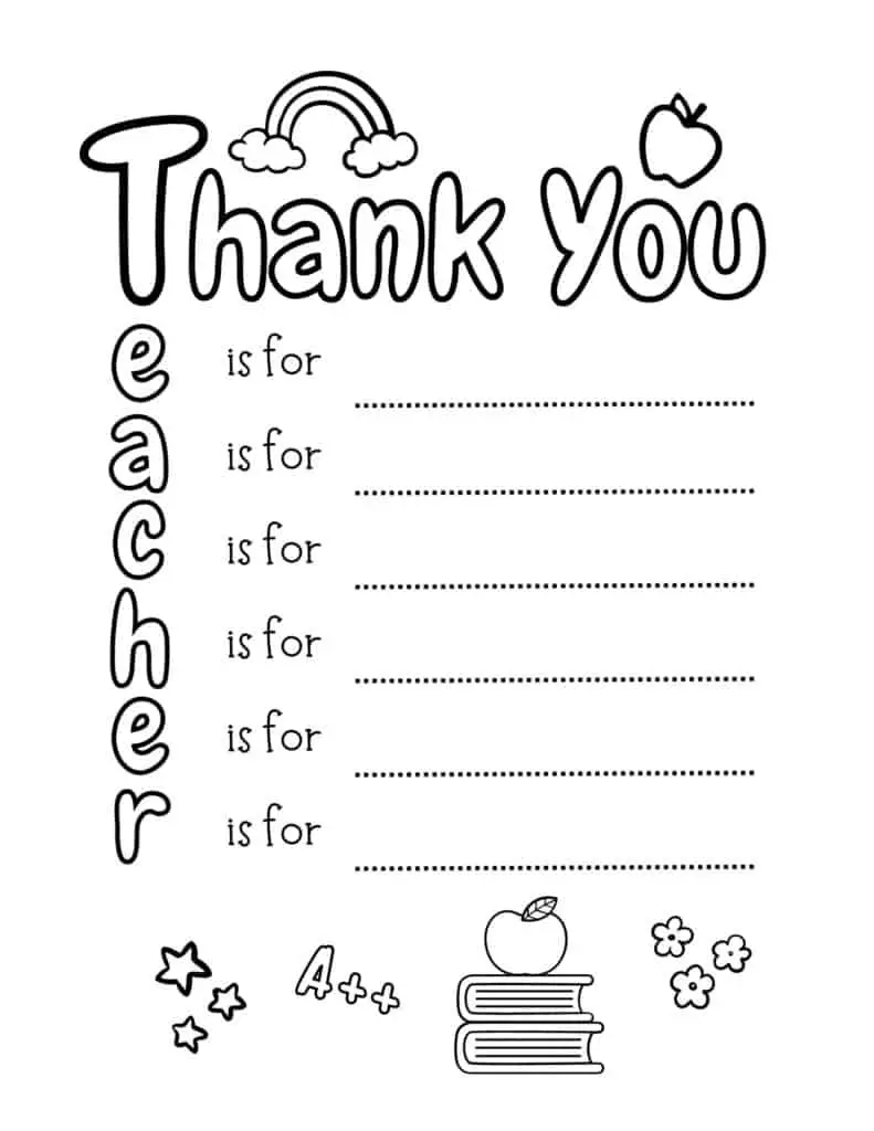 Teacher appreciation coloring pages