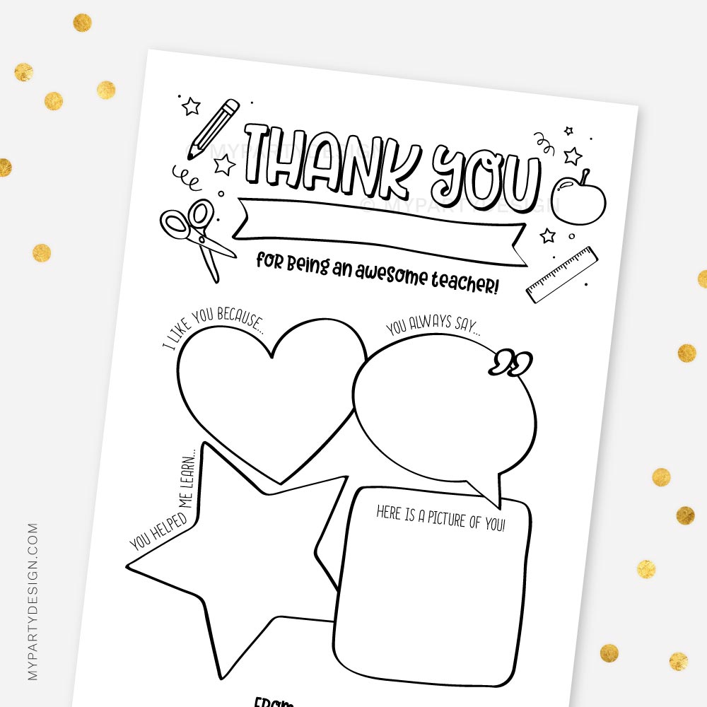 Teacher appreciation week printable page