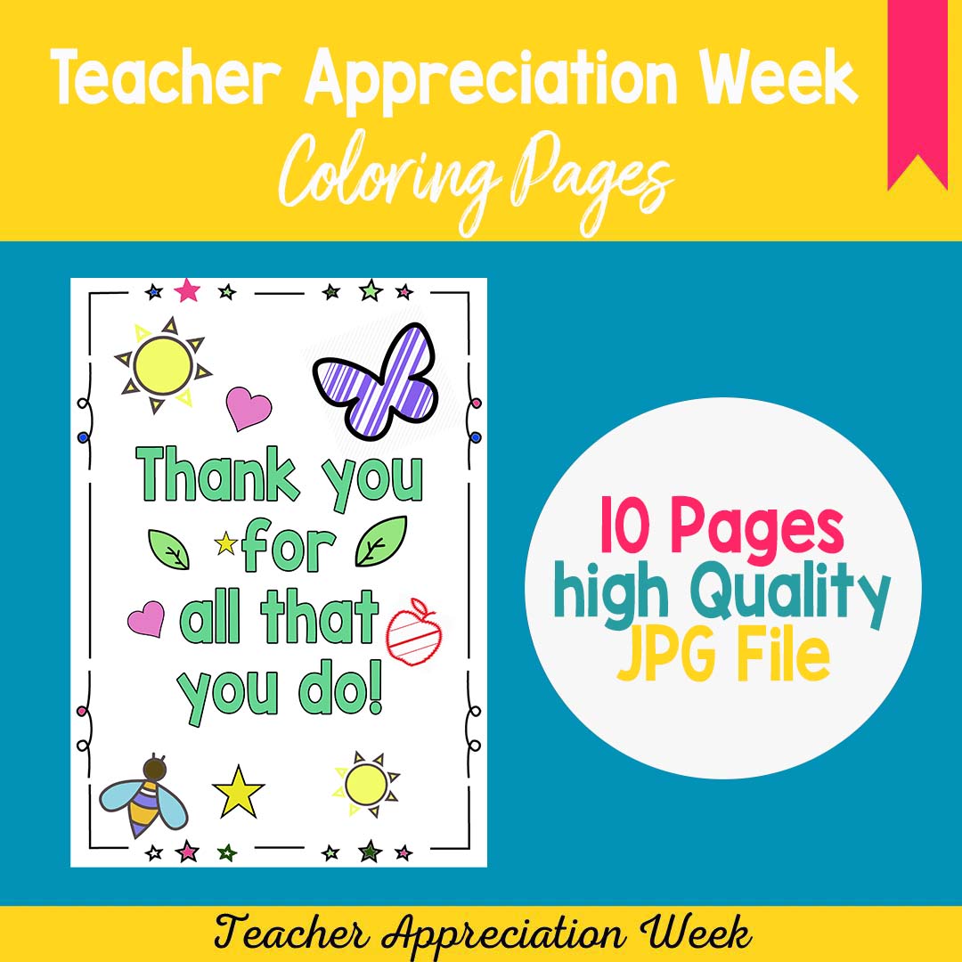 Teacher appreciation week coloring pages thank you coloring pages end of year made by teachers