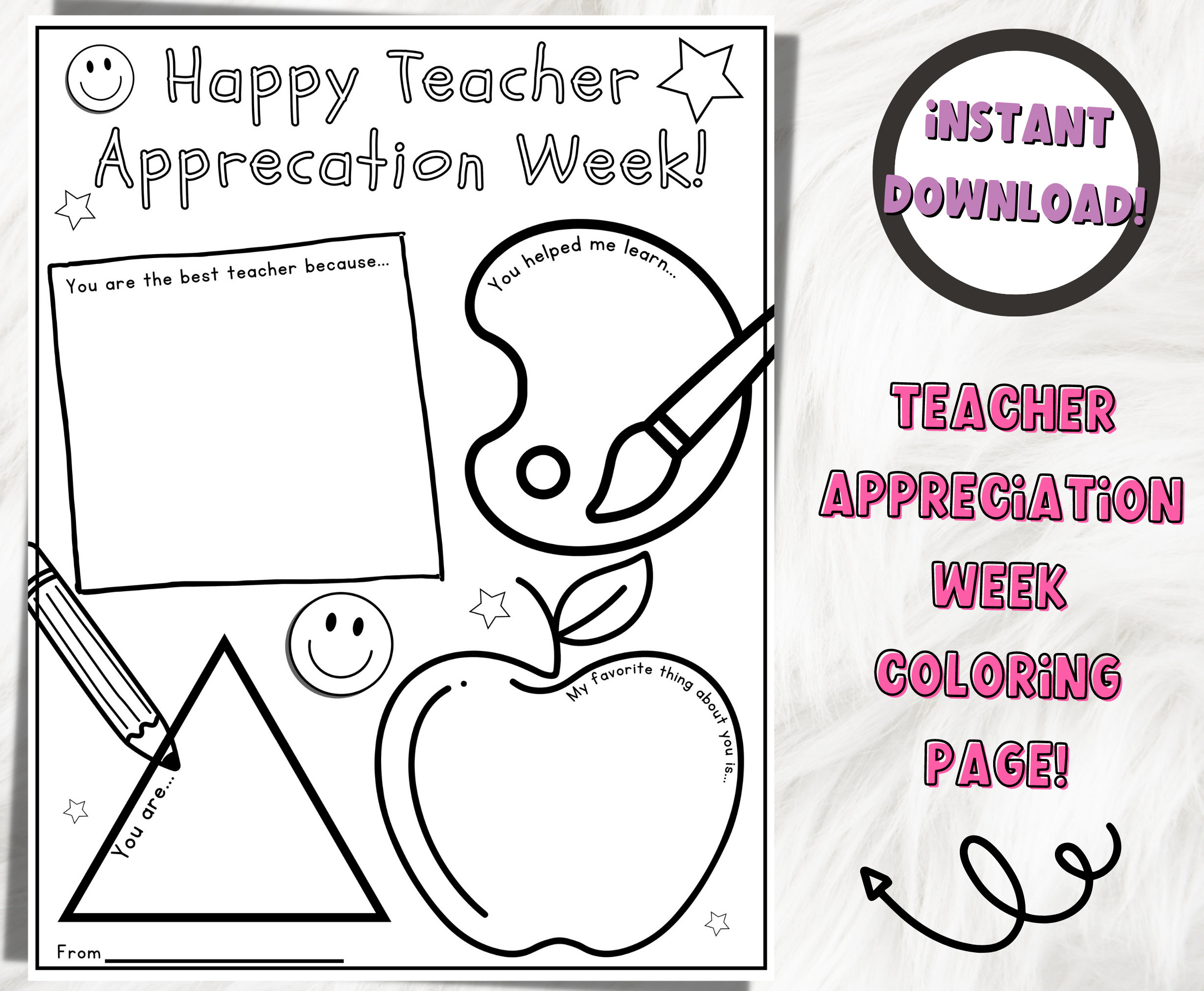 Printable coloring page teacher appreciation week teacher