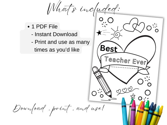 Best teacher coloring page instant download teacher appreciation printable