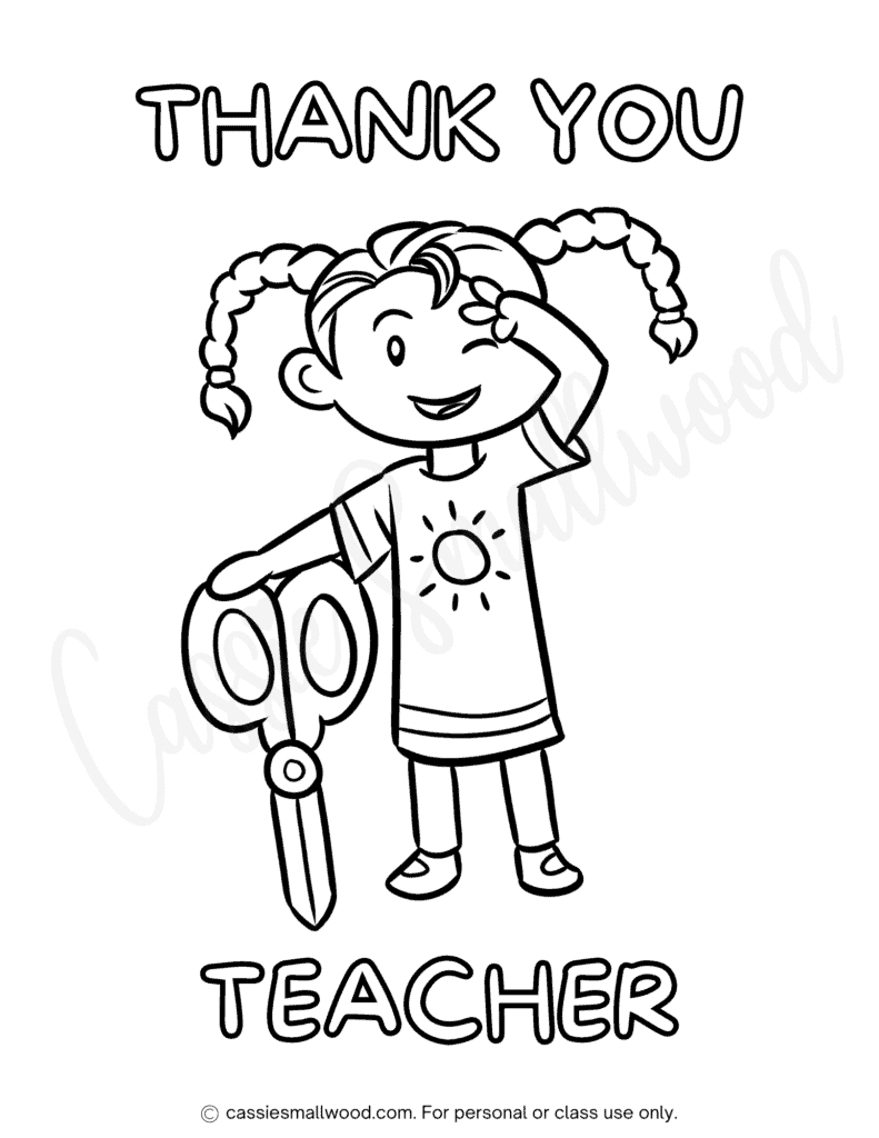 Cute teacher appreciation coloring pages and cards