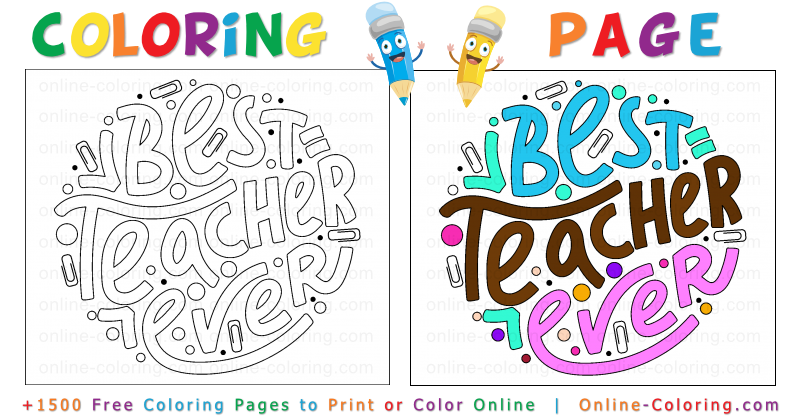 Best teacher ever free online coloring page