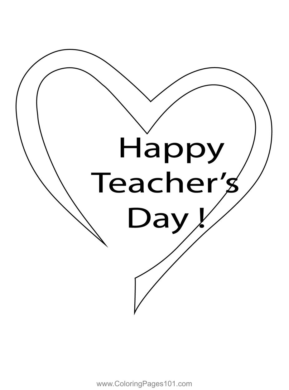 Happy teacher day coloring page for kids