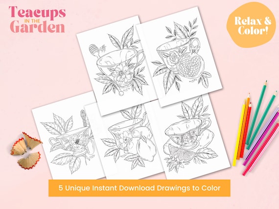 Printable coloring pages activities for kids easy to print coloring coloring book activity book teacup drawings teacup coloring page download now