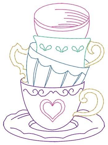 Teacup stack embroidery design