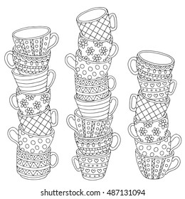 Thousand coffee cup coloring page royalty